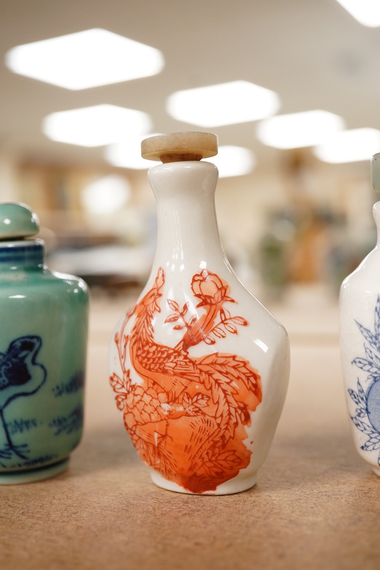 Twenty 20th century Chinese porcelain snuff bottles, in varying condition